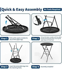 homfan 32" Folding Cocktail Table – Hdpe Round High-Top Table with Locking Legs and Metal Frame, Folding Bar Table for Patio, Backyard and Events