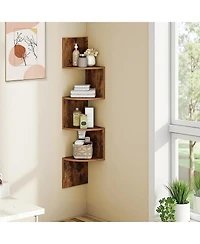 Slickblue Set of 2 Wall Mounted Corner Shelves 4 Tier Floating Storage Display Shelves for Home Decor