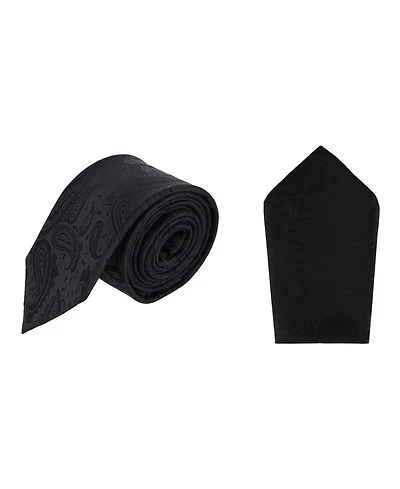 Trafalgar Men's Banbury Tone on Paisley Silk Necktie and Pocket Square Set