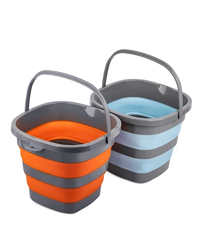 Piscifun 2 Pack Collapsible Plastic Bucket Foldable Rectangular Tub For Cleaning Camping Fishing