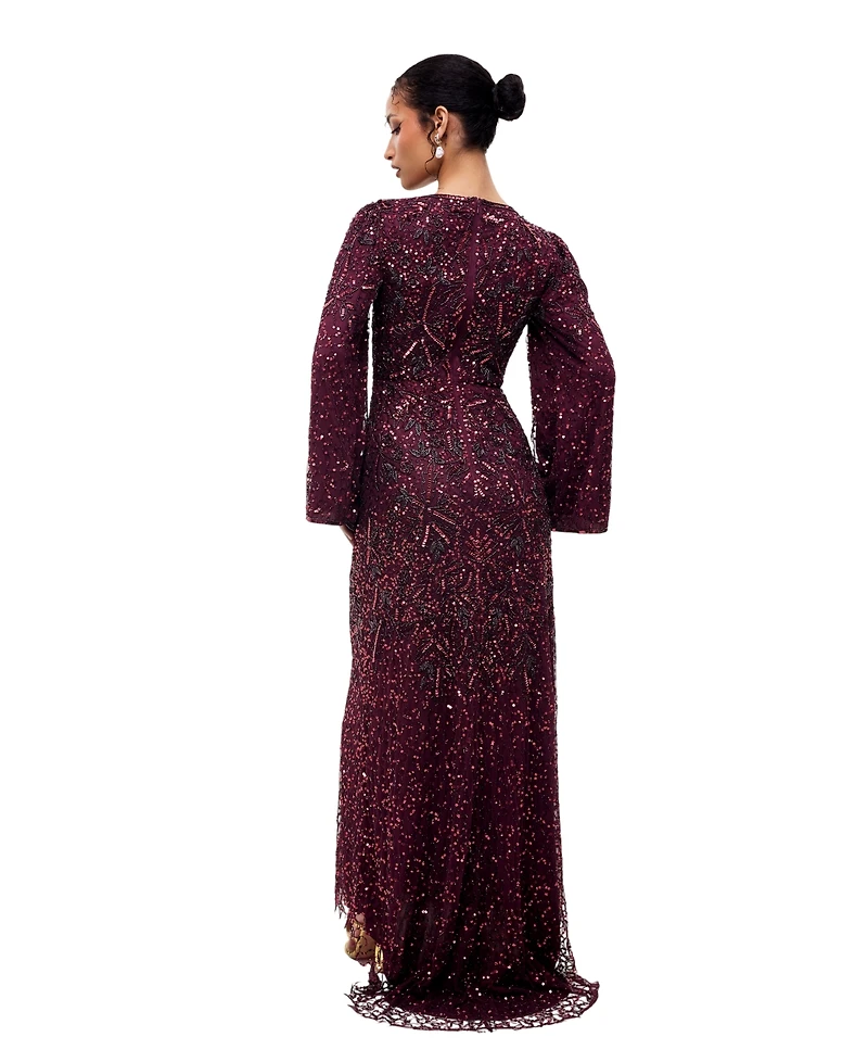 Maryisa Women's Modest Embellished Sequins Gown
