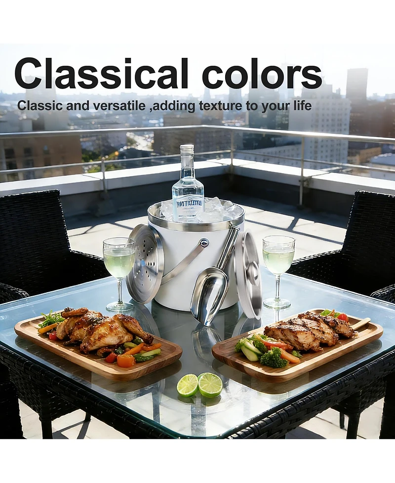 Piscifun 3 Liter Double Wall Stainless Steel Ice Bucket With Scoop Lid For Cocktail Bar Parties Camping