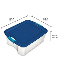 Sterilite 12 Gal Latch and Carry Stackable Storage Bin with Latching Lid, 6 Pack