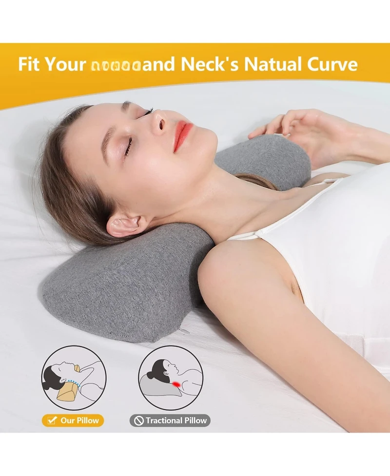 Piscifun 2 1 Memory Foam Neck Pillow Support Shoulder Relaxer Cervical Spine Alignment
