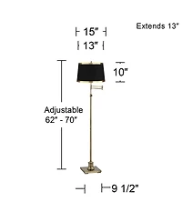 360 Lighting Modern Adjustable Swing Arm Floor Lamp 70" Tall Brass Metal Drum Shade for Living Room Reading House Bedroom