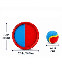 ProMounts Kids Toss and Catch Ball Game Set with 2 Hook-and-Loop Paddles and Soft Ball | Outdoor Beach, Backyard and Park Toy | Ages 3+ | Blue/Red