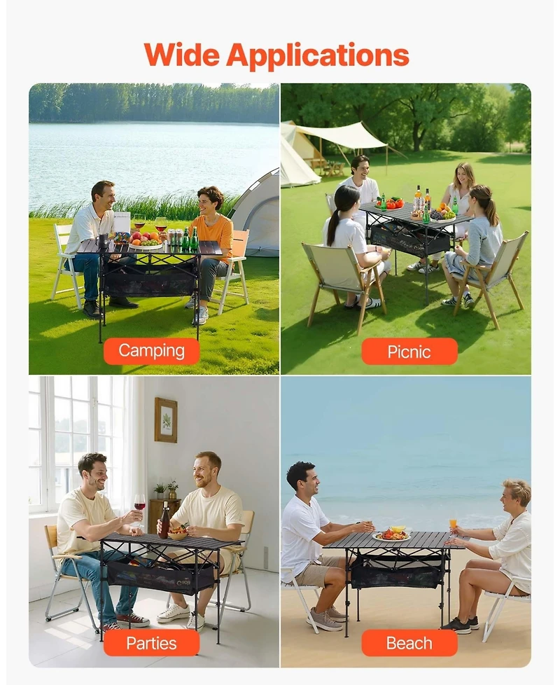 Sevorley Folding Aluminum Camping Table with Adjustable Height and Carry Bag