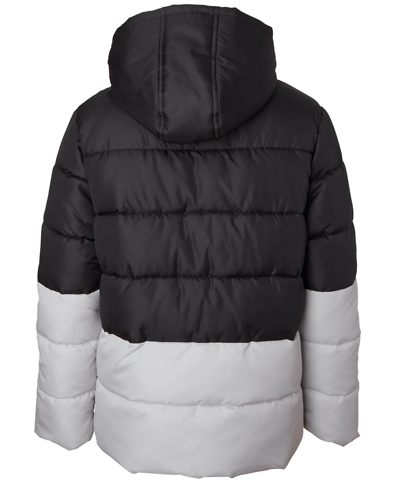 Ixtreme Boys' 6-20 Ripstop Color-Block Puffer Jacket with Hat, 2-Piece Set