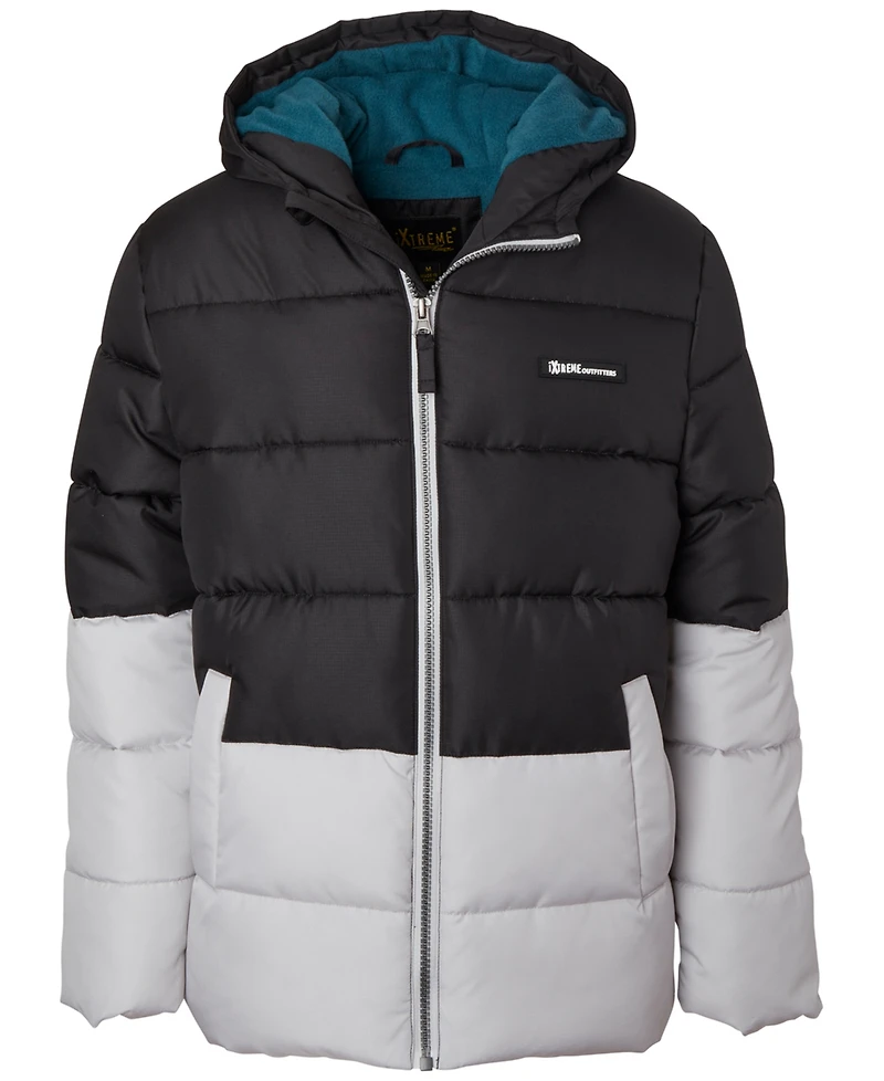 Ixtreme Boys' 6-20 Ripstop Color-Block Puffer Jacket with Hat, 2-Piece Set