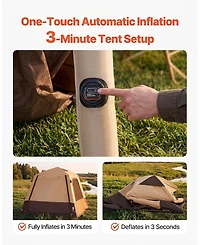 Sevorley 4-Person Inflatable Cabin Camping Tent with Rechargeable Pump