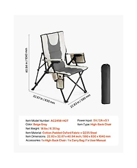 Sevorley Heated Camping Chair with 3 Heat Settings, High Back Folding Chair, 260 lb Capacity