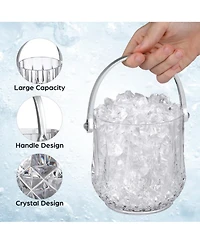 Piscifun Portable Clear Plastic Ice Bucket With Handle and Clip 60oz Capacity For Home Bar Parties
