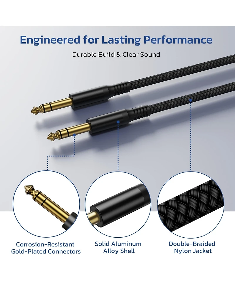 Double Braided Nylon Guitar Cable Gold Plated Connectors Balanced Audio Cord