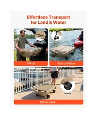 Sevorley 40 Quart Floating Cooler, Amphibious Ice Chest with Wheels, Tow Rope and Dry Storage
