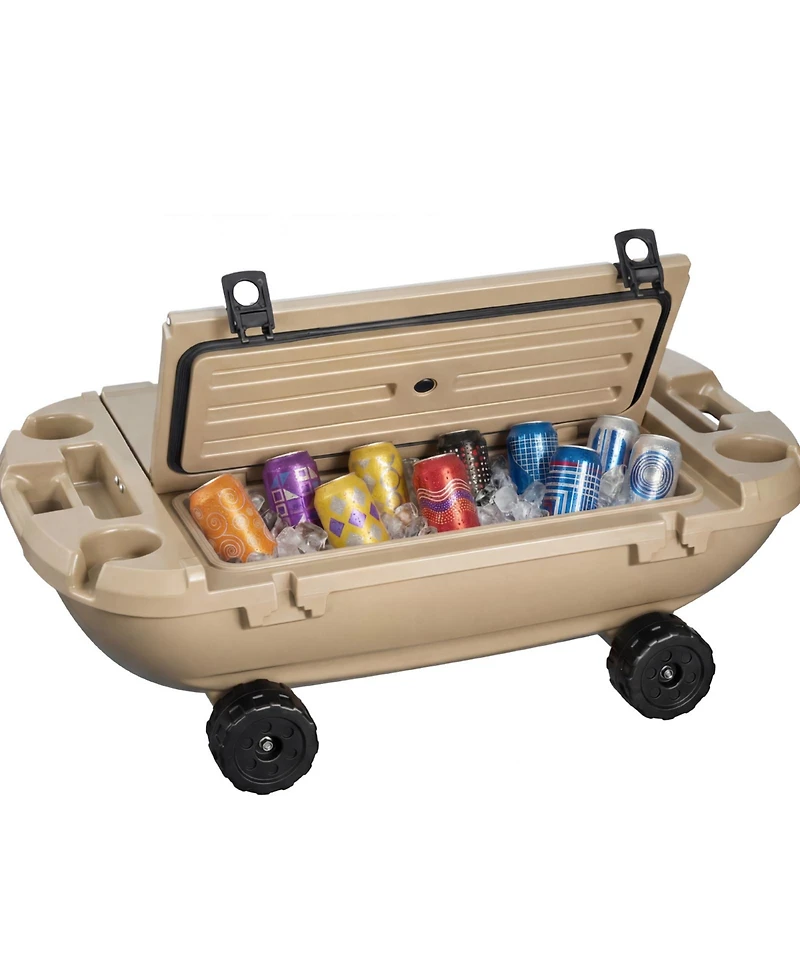 Sevorley 40 Quart Floating Cooler, Amphibious Ice Chest with Wheels, Tow Rope and Dry Storage