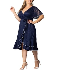 Kiyonna Plus Palermo Lace Faux Wrap Cocktail Dress