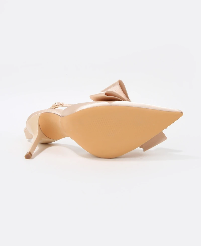 Berness Women's Tulip Satin D'Orsay Bow Pumps
