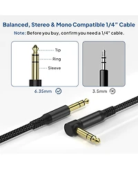 Lofree Right Angle To Straight Guitar Audio Cable 2 Pack Balanced Trs Nylon Braided