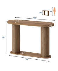 homfan Fluted Console Table – 42.5" Narrow Entryway Sofa with Storage Shelf, Elegant Wood-Look Finish, for Living Room, Hallway, Foyer