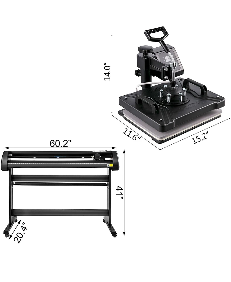 Sevorley 8-in-1 Heat Press Sublimation Machine with 53 Inch Vinyl Cutter Plotter Kit
