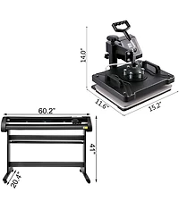 Sevorley 8-in-1 Heat Press Sublimation Machine with 53 Inch Vinyl Cutter Plotter Kit
