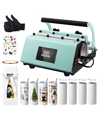 Sevorley Tumbler Heat Press Machine Set with 8 Blank 20 oz Tumblers