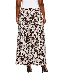 Coin 1804 Plus Cow Print Elastic Waist Maxi Skirt