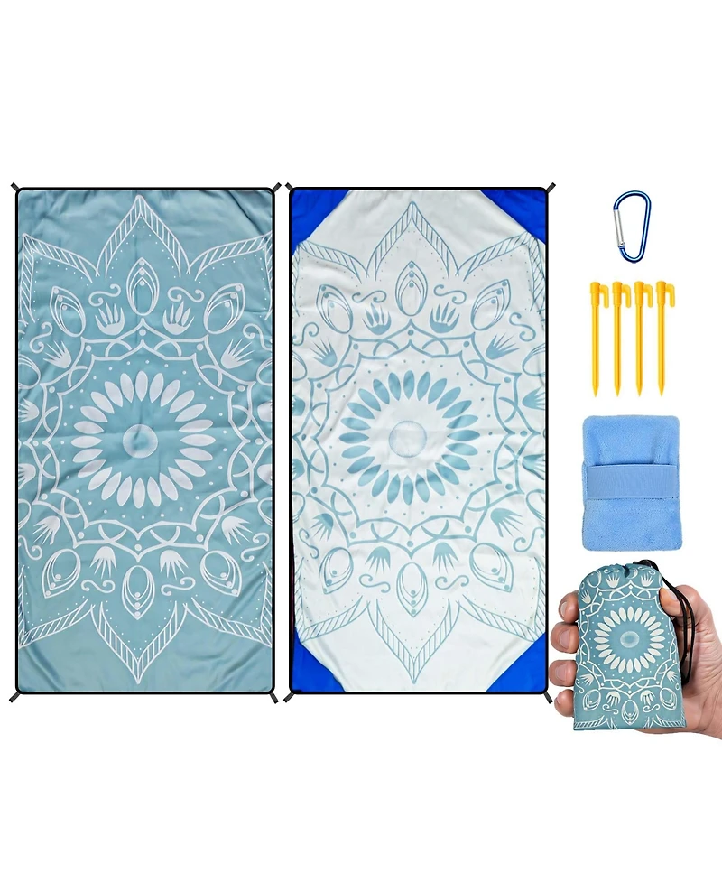 Piscifun Waterproof Sandproof Beach Blanket With Sand Remover Portable Outdoor Camping Mat