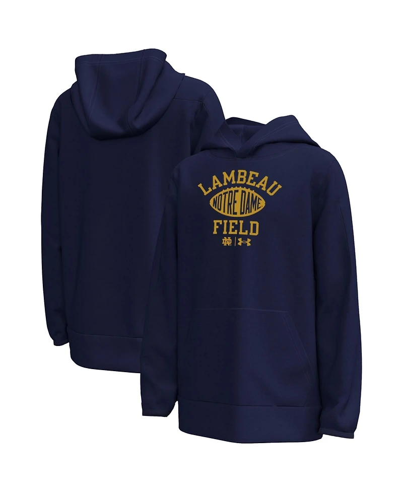 Under Armour Big Boys and Girls Navy Notre Dame Fighting Irish 2026 Shamrock Series Arch Field Sign Fleece Hoodie