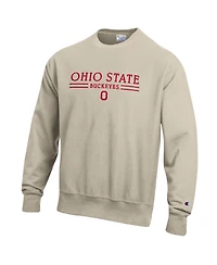 Champion Men's Oatmeal Ohio State Buckeyes Reverse Weave Crewneck Sweatshirt
