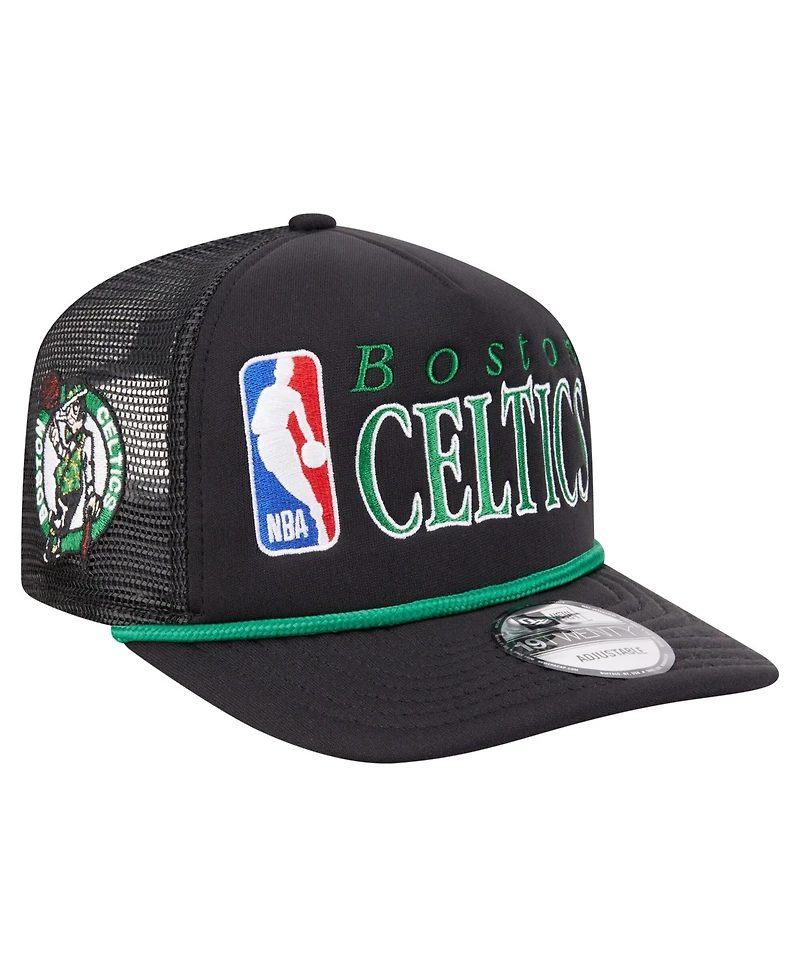 New Era Men's Black Boston Celtics Team Logo Foam Front 19TWENTY A-Frame Trucker Adjustable Hat