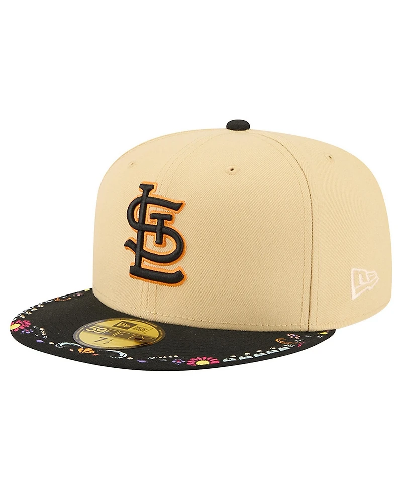 New Era Men's Light Beige St. Louis Cardinals Two-Tone Embroidered Visor 59FIFTY Fitted Hat
