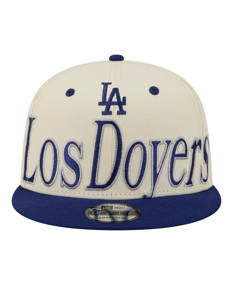 New Era Men's Cream Los Angeles Dodgers Oversized Slogan 9FIFTY Snapback Hat