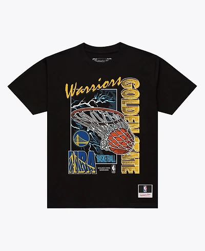 Mitchell & Ness Men's Black Golden State Warriors Lightning Swish T-Shirt
