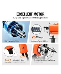 Sevorley 2-in-1 Electric Tufting Gun, Cut and Loop Pile Rug Making Machine Starter Kit