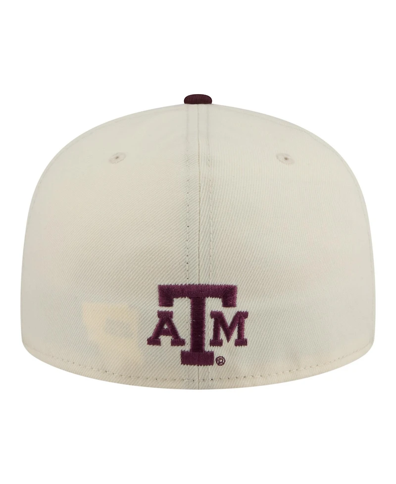 New Era Men's Cream/Maroon Texas A M Aggies Two-Tone Script 59FIFTY Fitted Hat