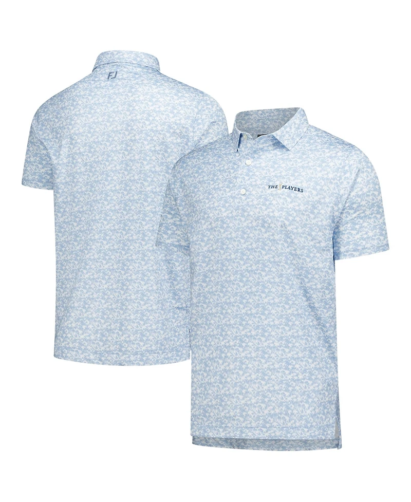 FootJoy Men's Light Blue The Players Hidden Palm Print Lisle Polo Shirt