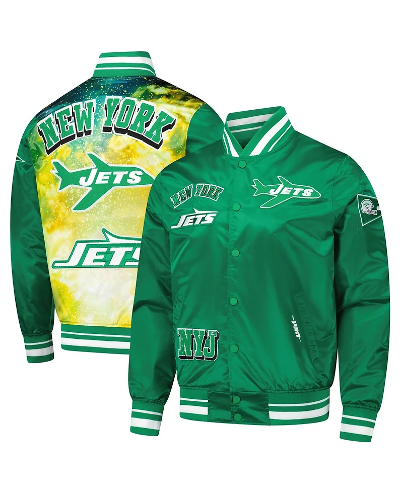 Pro Standard Men's Green New York Jets Sublimated Satin Full-Snap Jacket