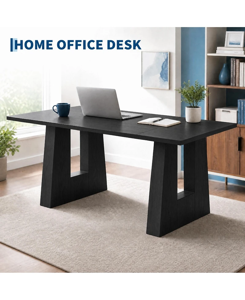 gaomon Dining Table for 4-6 People, Modern Kitchen Table, Mid-Century with Leg Base, Wood Room Easy Assembly