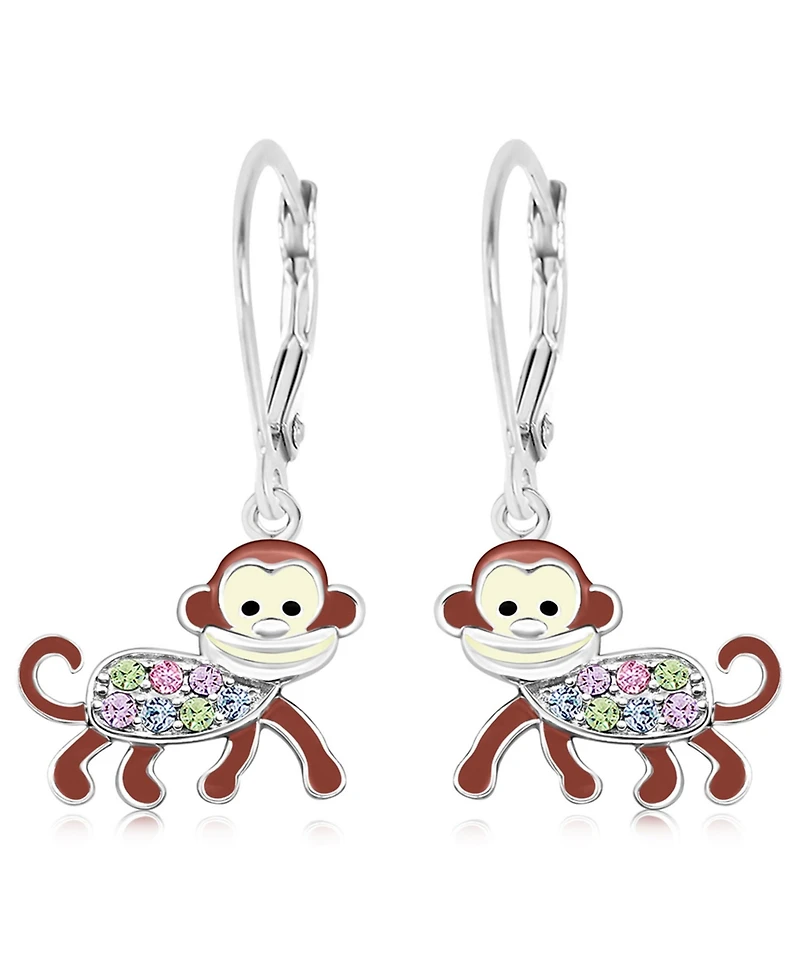 Chanteur Kids Monkey Hypoallergenic Earrings for Girls with Sterling Silver Leverbacks