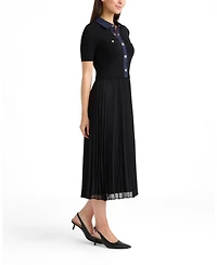 Ellen Tracy Women's Short Sleeve Twofer Dress with Pleated Skirt