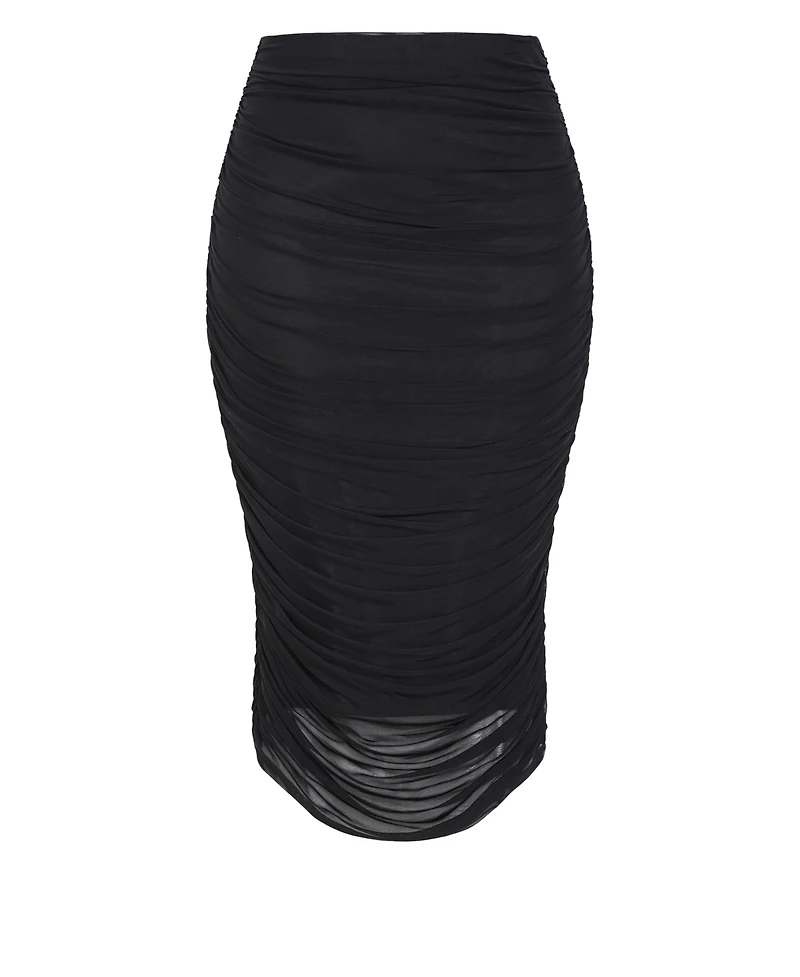 City Chic Plus Anastasia High-Waisted Ruched Midi Skirt