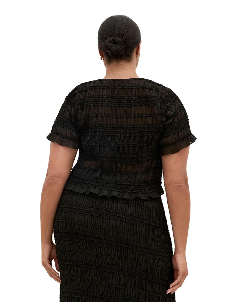 City Chic Women's Plus Emelia Shirred Top