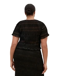 City Chic Women's Plus Emelia Shirred Top