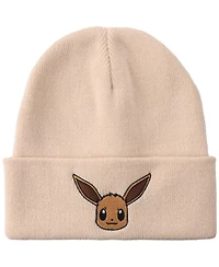 Pokemon Women's Rib Knit, Embroidered Eevee On Cuff Beanie