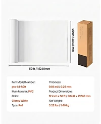 Sevorley Glossy Heat Transfer Vinyl Roll, 12 in x 50 feet Htv Iron-On
