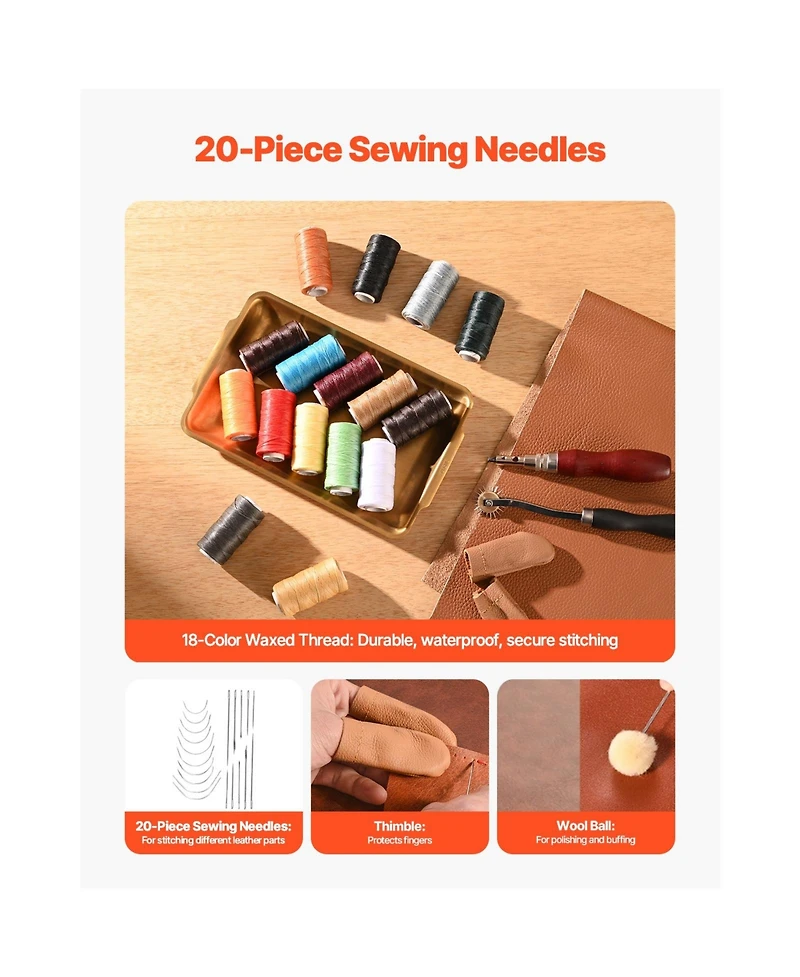 Sevorley Leather Working Tools Kit, 92-Piece Leather Craft Set with Storage Bag