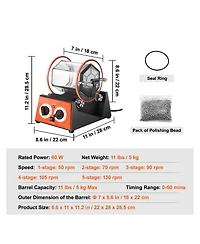 Sevorley Jewelry Rotary Tumbler, 11 lb Capacity Polisher with 5 Speeds and 60-Minute Timer for Gemstones and Coins