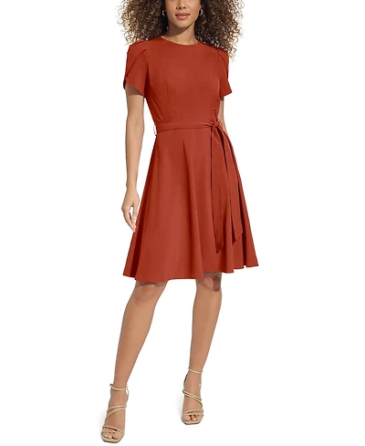 Calvin Klein Women's Tulip Sleeve Fit & Flare Dress