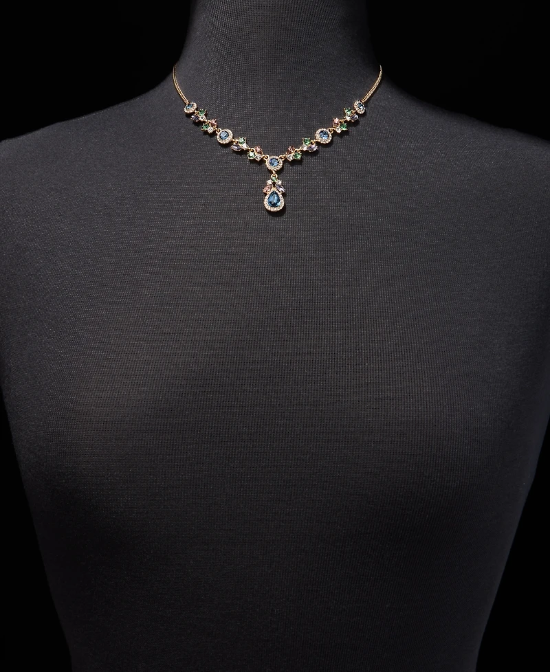 Givenchy Stone Pear-Shape Halo Lariat Necklace, 16" + 3" extender